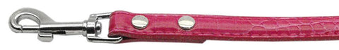 3-8" (10mm) Faux Croc Two Tier Collars Pink 3-4" Leash