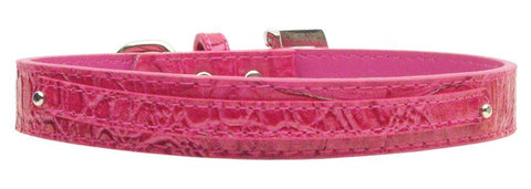 3-8" (10mm) Faux Croc Two Tier Collars Pink Medium