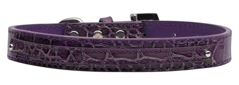 3-8" (10mm) Faux Croc Two Tier Collars Purple Medium