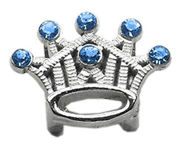 3-8" Slider Crystal Crown Charm Blue 3-8"