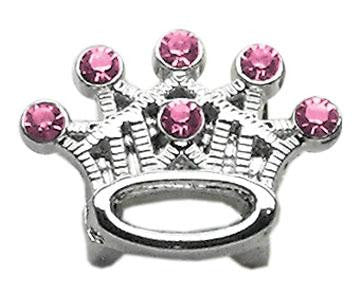 3-8" Slider Crystal Crown Charm Pink 3-8"