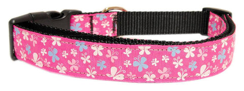 Butterfly Nylon Ribbon Collar Pink XS