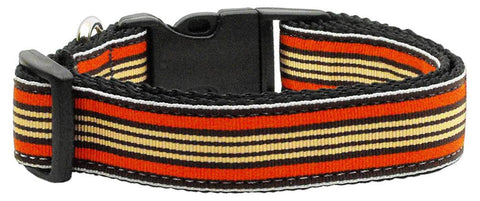 Preppy Stripes Nylon Ribbon Collars Orange-Khaki Medium