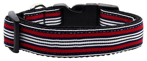 Preppy Stripes Nylon Ribbon Collars Red-White Sm