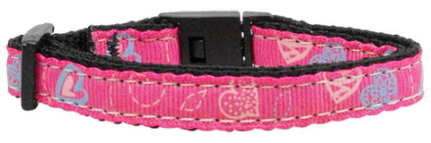 Crazy Hearts Nylon Collars Bright Pink Cat Safety