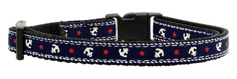 Anchors Nylon Ribbon Collar Blue Cat Safety