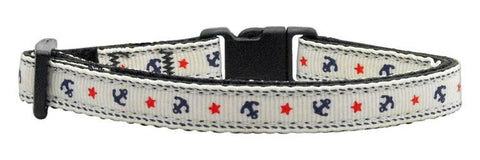 Anchors Nylon Ribbon Collar White Cat Safety