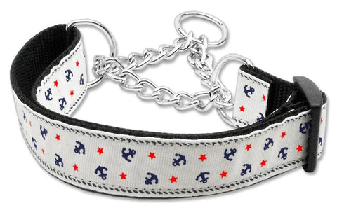 Anchors Nylon Ribbon Collar Martingale White Medium