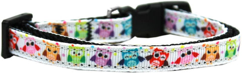 Bright Owls Nylon Ribbon Dog Collar Sm