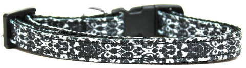 Fancy Black and White Nylon Ribbon Dog Collar Sm