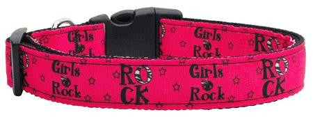 Girls Rock Nylon Ribbon Dog Collars Large