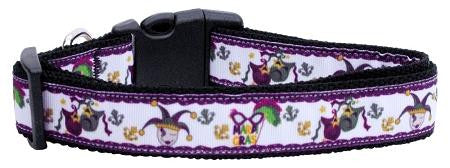 Mardi Gras Nylon Ribbon Dog Collars Medium