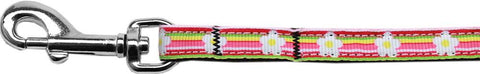 Striped Daisy Nylon Ribbon Pet Leash 3-8 inch wide 6Ft Lsh