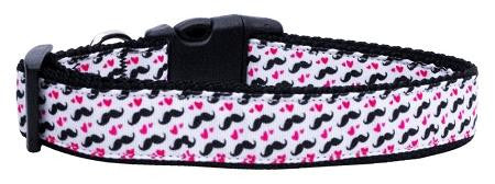 Moustache Love Ribbon Dog Collars Large