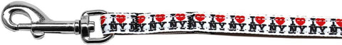 I Heart NY Ribbon Pet Leash 3-8 inch wide 6Ft Lsh