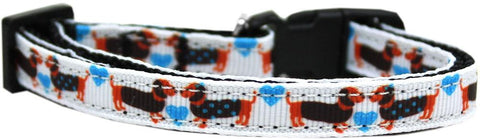 Doxie Love Nylon Ribbon Dog Collar XS