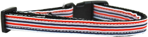 Patriotic Stripes Nylon Ribbon Cat Safety Collar