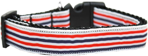 Patriotic Stripes Nylon Ribbon Dog Collar XL