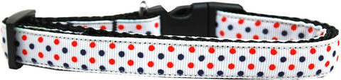 Patriotic Polka Dots Nylon Ribbon Dog Collar Medium Narrow