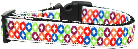 Bright Diamonds Nylon Ribbon Dog Collar XL