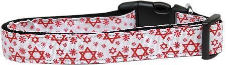 Red Star of David Nylon Dog Collar Large