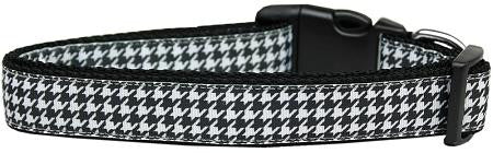 Black Houndstooth Nylon Dog Collar Medium