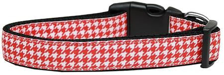 Red Houndstooth Nylon Dog Collar Large