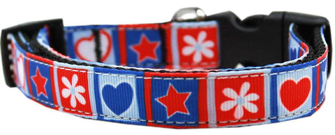 Stars and Hearts Nylon Dog Collar MD Narrow