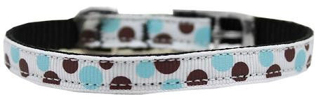 Confetti Dots Nylon Dog Collar with classic buckle 3-8" Baby Blue Size 8