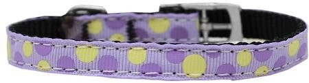 Confetti Dots Nylon Dog Collar with classic buckle 3-8" Lavender Size 16