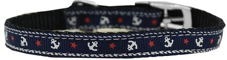 Anchors Nylon Dog Collar with classic buckle 3-8" Blue Size 10