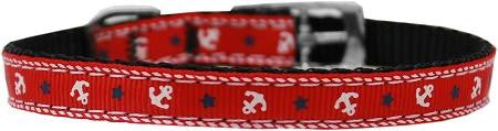 Anchors Nylon Dog Collar with classic buckle 3-8" Red Size 12