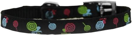 Lollipops Nylon Dog Collar with classic buckle 3-8" Black Size 10