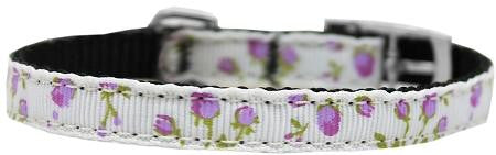 Roses Nylon Dog Collar with classic buckle 3-8" Purple Size 12