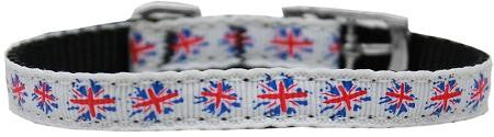 Graffiti Union Jack(UK Flag) Nylon Dog Collar with classic buckle 3-8" Size 12