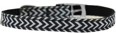 Chevrons Nylon Dog Collar with classic buckle 3-8" Black Size 10