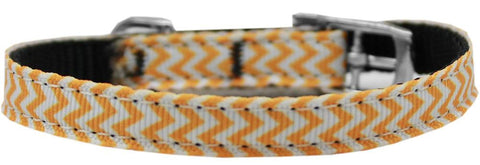 Chevrons Nylon Dog Collar with classic buckle 3-8" Orange Size 16