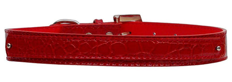 18mm  Two Tier Faux Croc Collar Red Medium