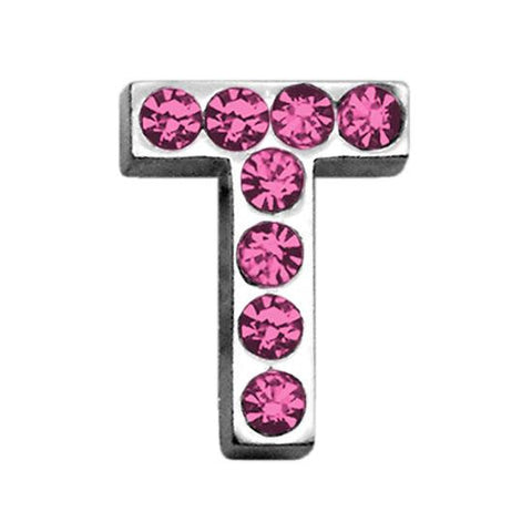 3-4" (18mm) Pink Letter Sliding Charms T 3-4 (18mm)