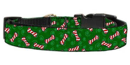 Candy Cane Bones Nylon and Ribbon Collars  . Small