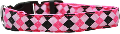 LED Dog Collar Argyle Pink Size Small