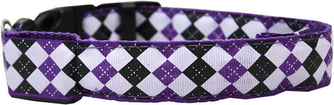 LED Dog Collar Argyle Purple Size Small