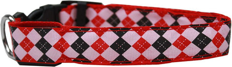 LED Dog Collar Argyle Red Size Large