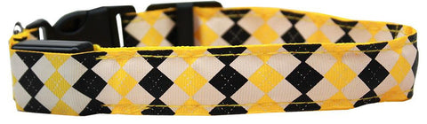 LED Dog Collar Argyle Yellow Size Large