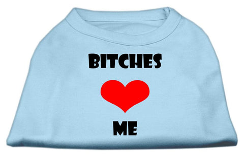 Bitches Love Me Screen Print Shirts Baby Blue XS (8)