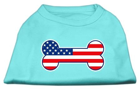 Bone Shaped American Flag Screen Print Shirts  Aqua XS (8)