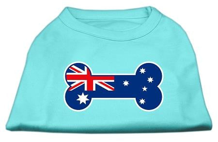 Bone Shaped Australian Flag Screen Print Shirts Aqua XS (8)