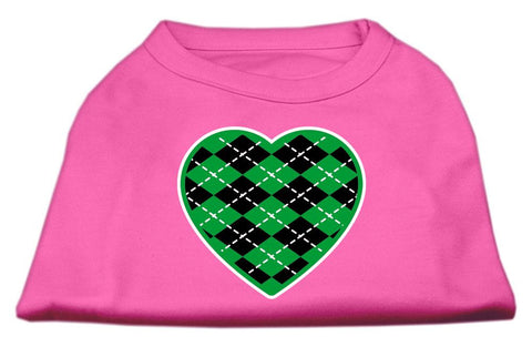 Argyle Heart Green Screen Print Shirt Bright Pink Lg (14)