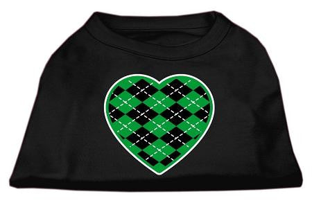 Argyle Heart Green Screen Print Shirt Black Sm (10)