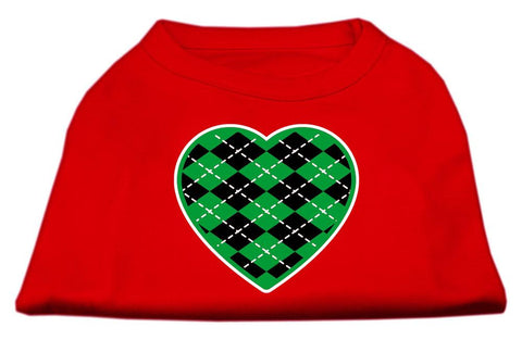 Argyle Heart Green Screen Print Shirt Red XS (8)